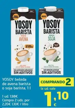 HiperDino Yosoy bebida de avena barista o soja barista oferta