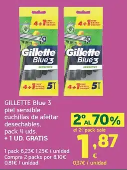 HiperDino Gillette Blue 3 piel sensible cuchillas de afeitar desechables oferta