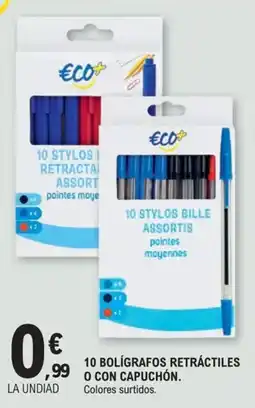 E.Leclerc Eco+ 10 bolígrafos retráctiles o con capuchón oferta