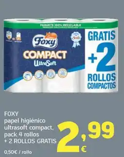 HiperDino Foxy papel higiénico ultrasoft compact oferta