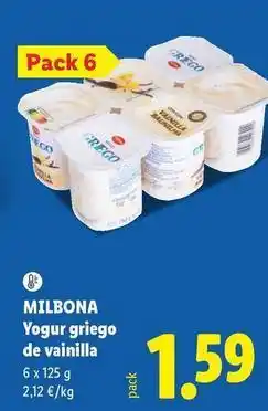 Lidl Milbona - yogur griego de vainilla oferta