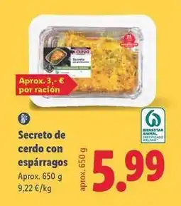 Lidl Secreto de cerdo con esparragos oferta