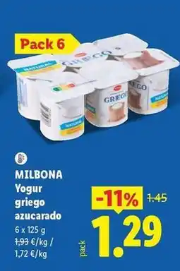 Lidl Milbona - yogur griego azucarado oferta