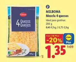 Lidl Milbona - mezcla 4 quesos oferta