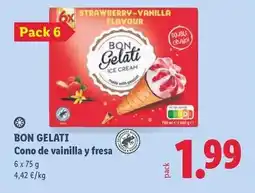 Lidl Cono de vainilla y fresa oferta