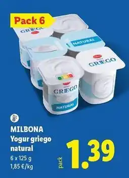 Lidl Milbona - yogur griego natural oferta
