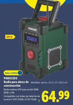 Lidl Parkside - radio para obras de construccion oferta
