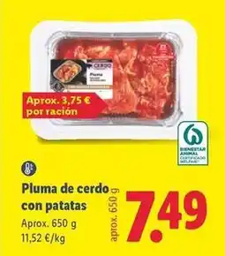 Lidl Pluma de cerdo con patatas oferta
