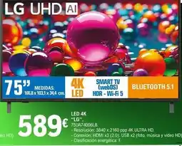 E.Leclerc Lg - tv 4k 75ua744006lb oferta