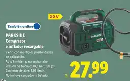 Lidl Parkside - compresor e inflado recargable oferta