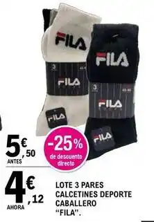 E.Leclerc Fila - lote 3 pares calcetines deporte caballero oferta