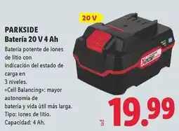 Lidl Parkside - bateria 20 v 4 ah oferta