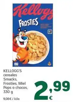 HiperDino Kellogg's - cereales smacks, frosties, miel pops o chocos oferta