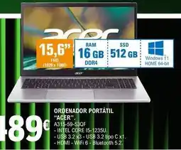 E.Leclerc Acer - ordenador portátil a315-59-53qf oferta