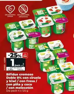 Dia Dia - bífidus cremoso doble 0% con ciruela y kiwi/con fresa/con pina y coco/con melocoton oferta