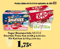Gadis Yogur Bicompartido NESTLÉ Smarties Fresa oferta