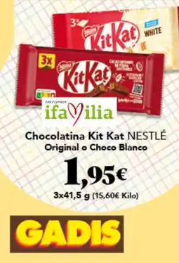 Gadis Kit kat nestlé original o choco blanco oferta