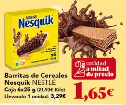 Gadis Nesquik barritas de cereales oferta