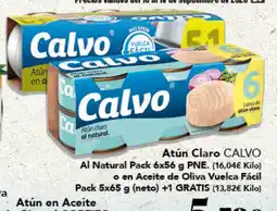 Gadis Calvo Atún Claro al natural o en aceite de oliva vuelca facil oferta