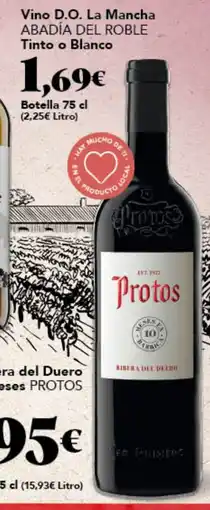 Gadis Protos Vino D.O. La Mancha Abadía del Roble Tinto o Blanco oferta
