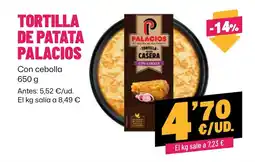AhorraMas Palacios tortilla de patata con cebolla oferta
