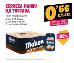 AhorraMas Mahou 0,0 Tostada oferta