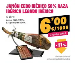 AhorraMas Jamón Cebo Ibérico 50% Raza Ibérica Legado Ibérico oferta