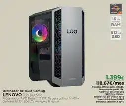 El Corte Inglés Lenovo - ordinador de taula gaming oferta