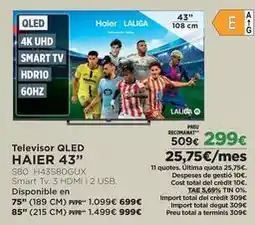 El Corte Inglés Haier - televisor qled 43 oferta