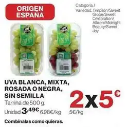 El Corte Inglés Origen - uva blanca, mixta, rosada o negra, sin semilla oferta