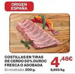 El Corte Inglés Origen - costillas en tiras de cerdo 50% duroc fresca o adobada oferta