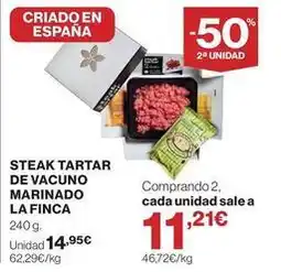 El Corte Inglés La finca - steak tartar de vacuno marinado oferta