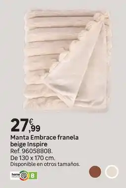 Leroy Merlin Home - manta embrace franela beige inspire oferta