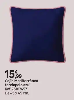 Leroy Merlin Cojín mediterraneo terciopelo azul oferta