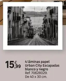 Leroy Merlin Urban - 4 láminas papel urban city escapadas blanco y negro oferta
