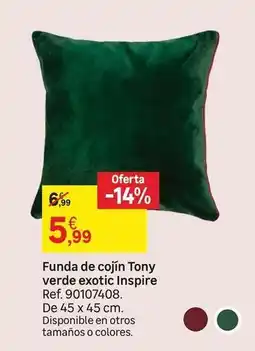 Leroy Merlin Funda de cojín tony verde exotic inspire oferta