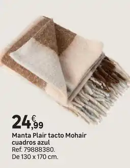 Leroy Merlin Manta plair tacto mohair cuadros azul oferta