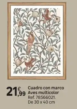 Leroy Merlin Cuadro con marco aves multicolor oferta