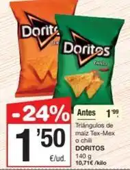 SPAR Fragadis Doritos - triángulos de maiz tex-mex o chili oferta