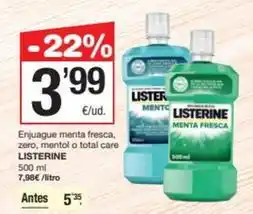 SPAR Fragadis Listerine - enjuague menta fresca oferta