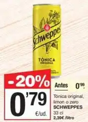 SPAR Fragadis Schweppes - tonica original, limon o zero oferta