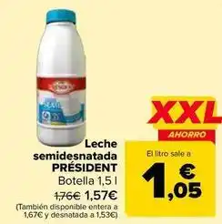 Carrefour Président - leche semidesnatada oferta