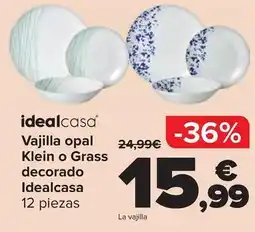 Carrefour Idealcasa - vajilla opal klein o grass decorado idealcasa 12 piezas oferta