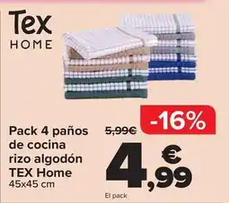 Carrefour Tex home - pack 4 paños de cocina rizo algodón oferta