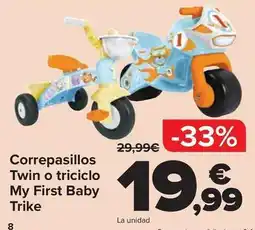 Carrefour Correpasillos twin o triciclo my first baby trike oferta