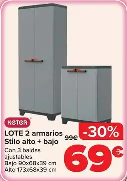 Carrefour Keter - lote 2 armarios stilo alto + bajo oferta