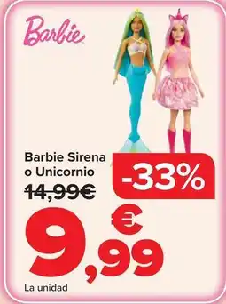 Carrefour Barbie - sirena o unicornio oferta