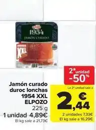 Carrefour Market Elpozo - jamon curado duroc lonchas 1954 xxl oferta