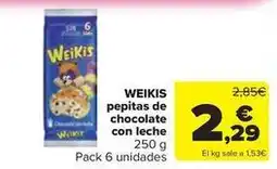 Carrefour Market Weikis - pepitas de chocolate con leche oferta