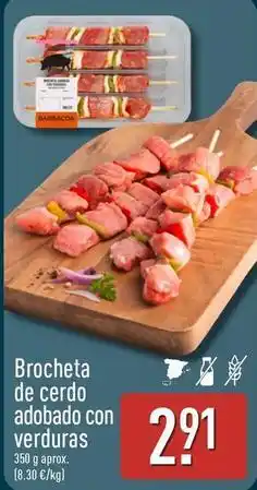 ALDI Brocheta de cerdo adobado con verduras oferta